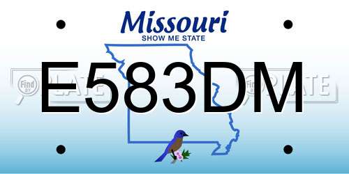 E583DM Missouri License Plate