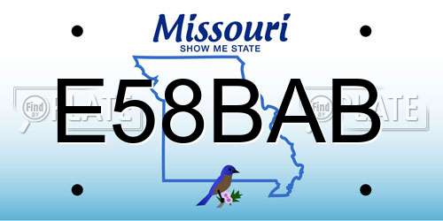E58BAB Missouri License Plate