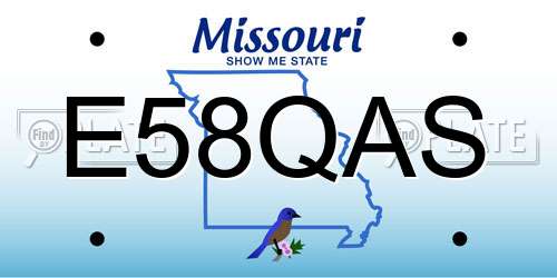 E58QAS Missouri License Plate