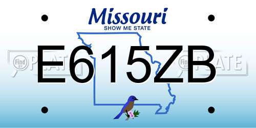E615ZB Missouri License Plate