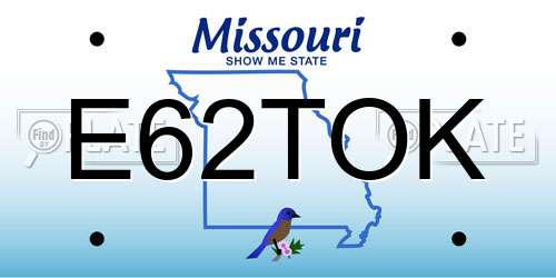E62TOK Missouri License Plate