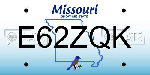 E62ZQK Missouri License Plate