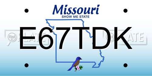 E67TDK Missouri License Plate