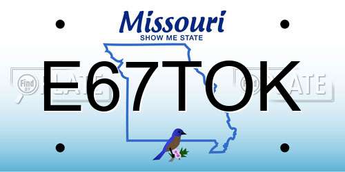E67TOK Missouri License Plate