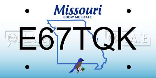 E67TQK Missouri License Plate