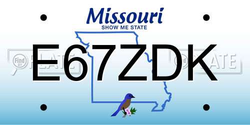 E67ZDK Missouri License Plate