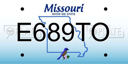 E689TO Missouri License Plate