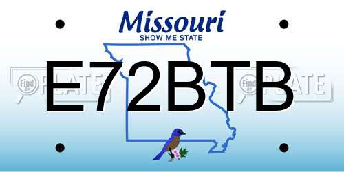 E72BTB Missouri License Plate