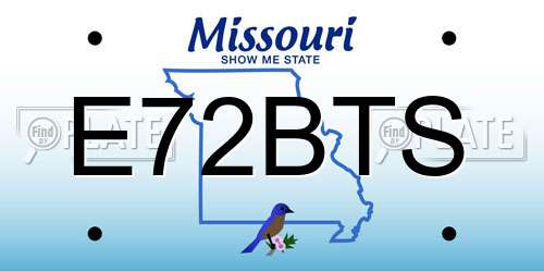 E72BTS Missouri License Plate