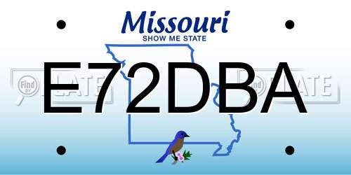 E72DBA Missouri License Plate