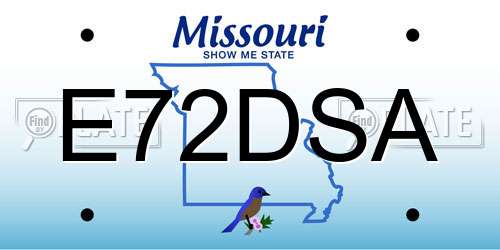E72DSA Missouri License Plate