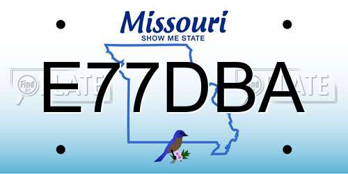 E77DBA Missouri License Plate
