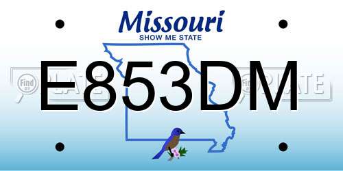 E853DM Missouri License Plate