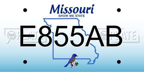 E855AB Missouri License Plate