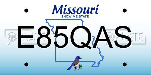 E85QAS Missouri License Plate