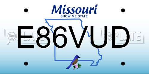 E86VUD Missouri License Plate