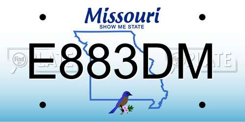 E883DM Missouri License Plate