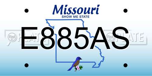 E885AS Missouri License Plate
