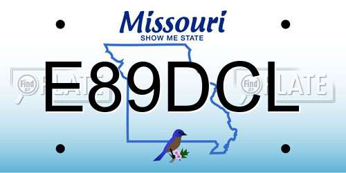 E89DCL Missouri License Plate