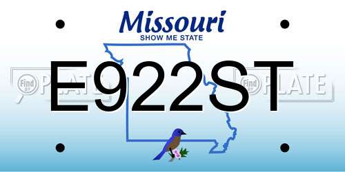 E922ST Missouri License Plate