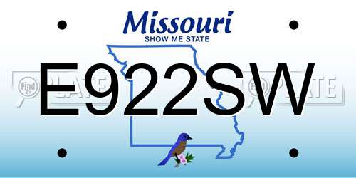 E922SW Missouri License Plate