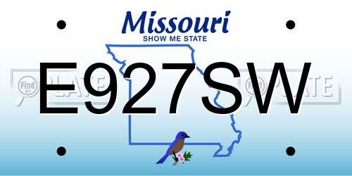 E927SW Missouri License Plate