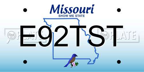 E92TST Missouri License Plate