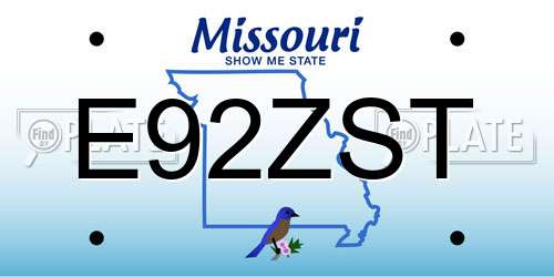 E92ZST Missouri License Plate