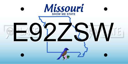 E92ZSW Missouri License Plate