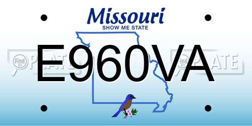 E960VA Missouri License Plate