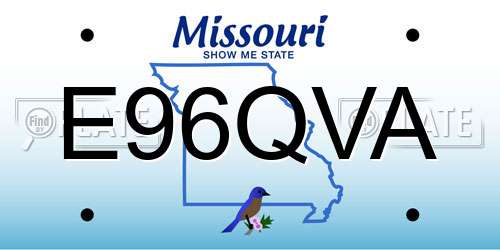 E96QVA Missouri License Plate