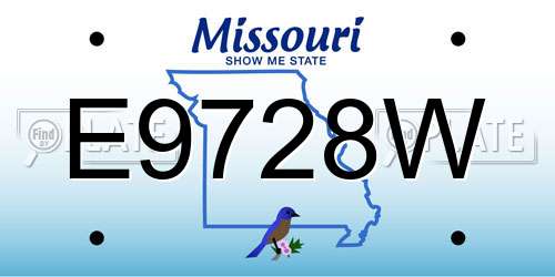 E9728W Missouri License Plate