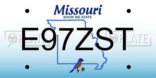 E97ZST Missouri License Plate