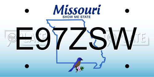 E97ZSW Missouri License Plate