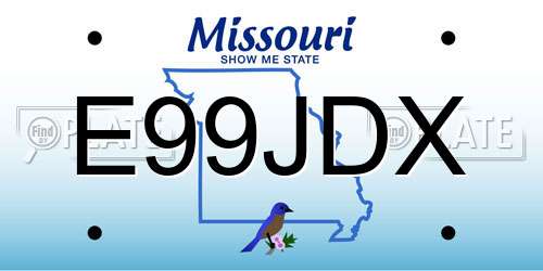 E99JDX Missouri License Plate