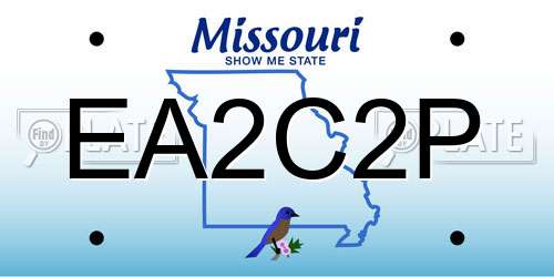 EA2C2P Missouri License Plate