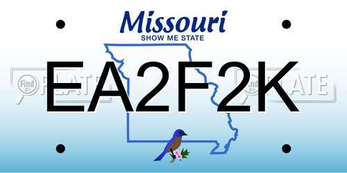 EA2F2K Missouri License Plate