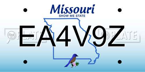 EA4V9Z Missouri License Plate