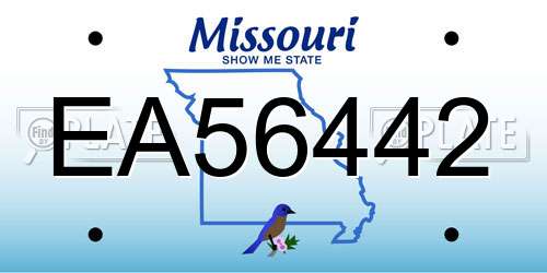EA56442 Missouri License Plate