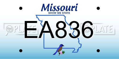 EA836 Missouri License Plate