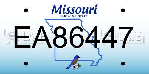 EA86447 Missouri License Plate