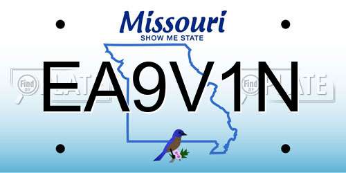 EA9V1N Missouri License Plate
