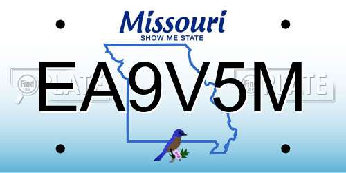 EA9V5M Missouri License Plate