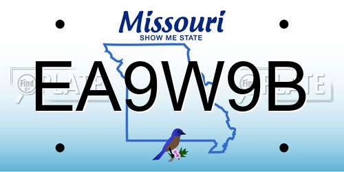 EA9W9B Missouri License Plate