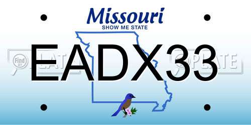 EADX33 Missouri License Plate