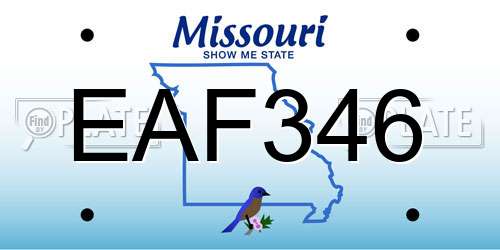 EAF346 Missouri License Plate