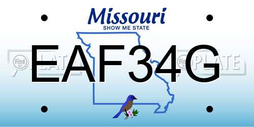 EAF34G Missouri License Plate
