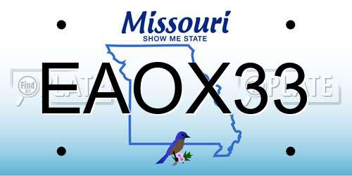 EAOX33 Missouri License Plate