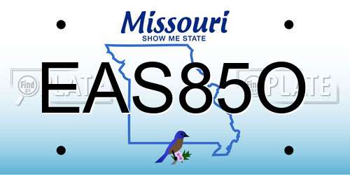 EAS85O Missouri License Plate