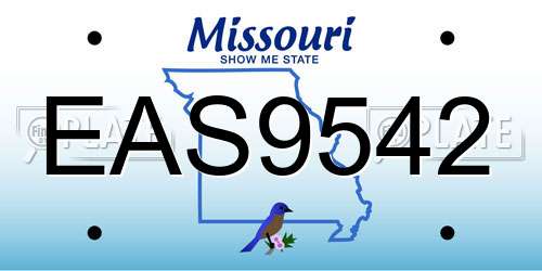 EAS9542 Missouri License Plate